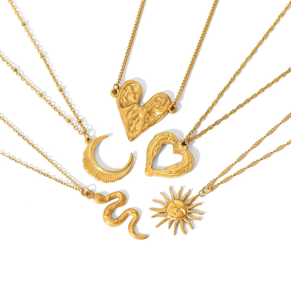 1 Piece Simple Classic Style Sun Shape Stainless Steel 18K Gold Plated Women's Pendant Necklaces h5 